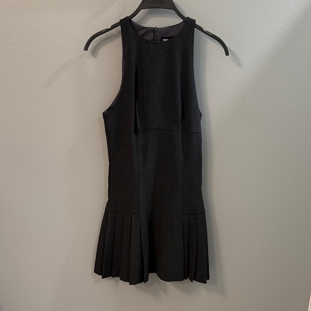Zara Black Mini Dress with Pleats